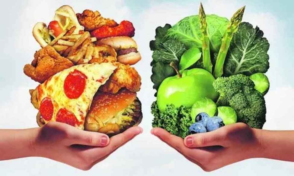 Контраст фастфуду і корисних овочів-фруктів: продукти з хибною репутацією.