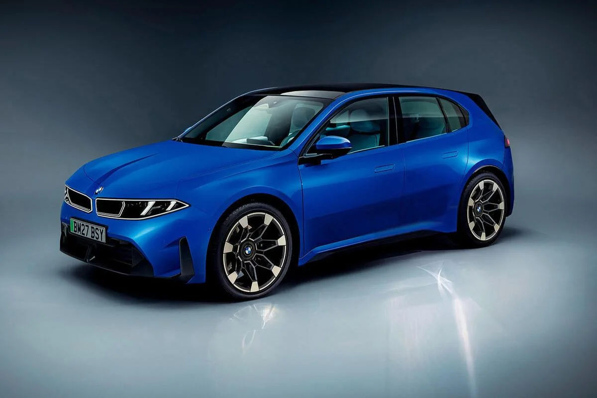 Синій електричний BMW i1 на платформі Neue Klasse з заднім приводом