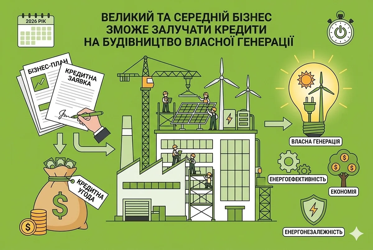 Бізнес отримує кредити на власну енергогенерацію та стійкість у 2026 році