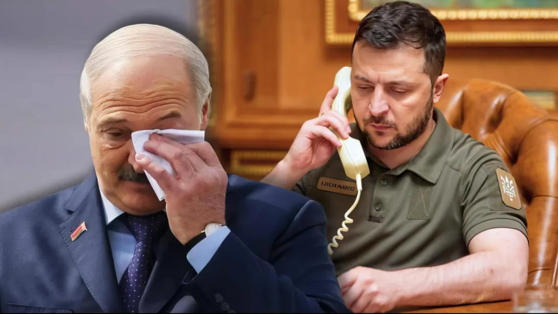 Лукашенко витирає сльози поряд із Зеленським на телефоні