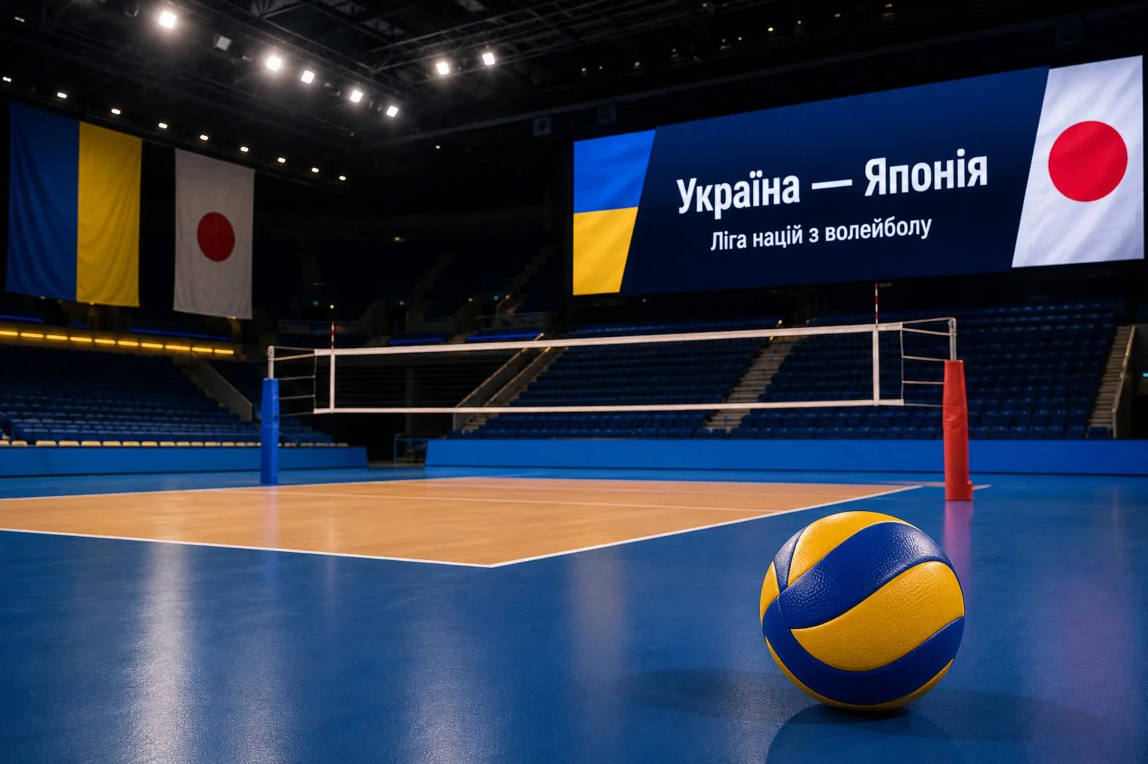 Сборная Украины проиграла Японии на старте Лиги наций-2026 Волейбольная площадка перед матчем Украина — Япония в Лиге наций