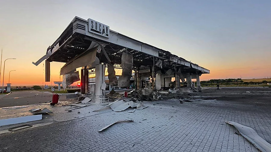 Пошкоджена АЗС SOCAR у Нечаяному після атаки дронів Шахед