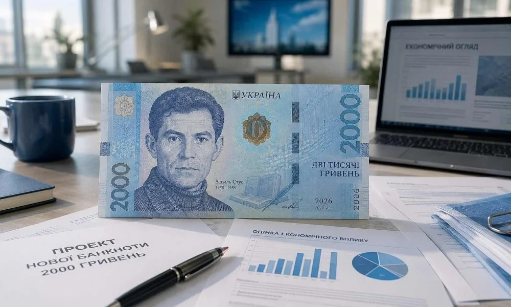 Нова банкнота 2000 гривень з портретом Василя Стуса серед економічних документів